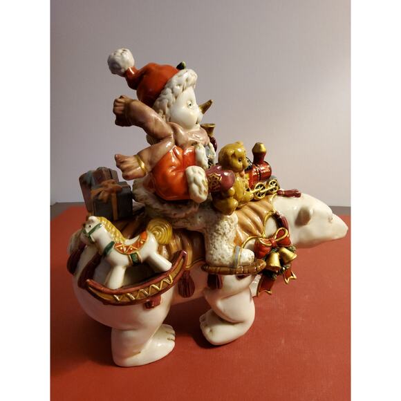 Christmas Ceramic Figurine - Child Riding a Polar Bear - Picture 4 of 6